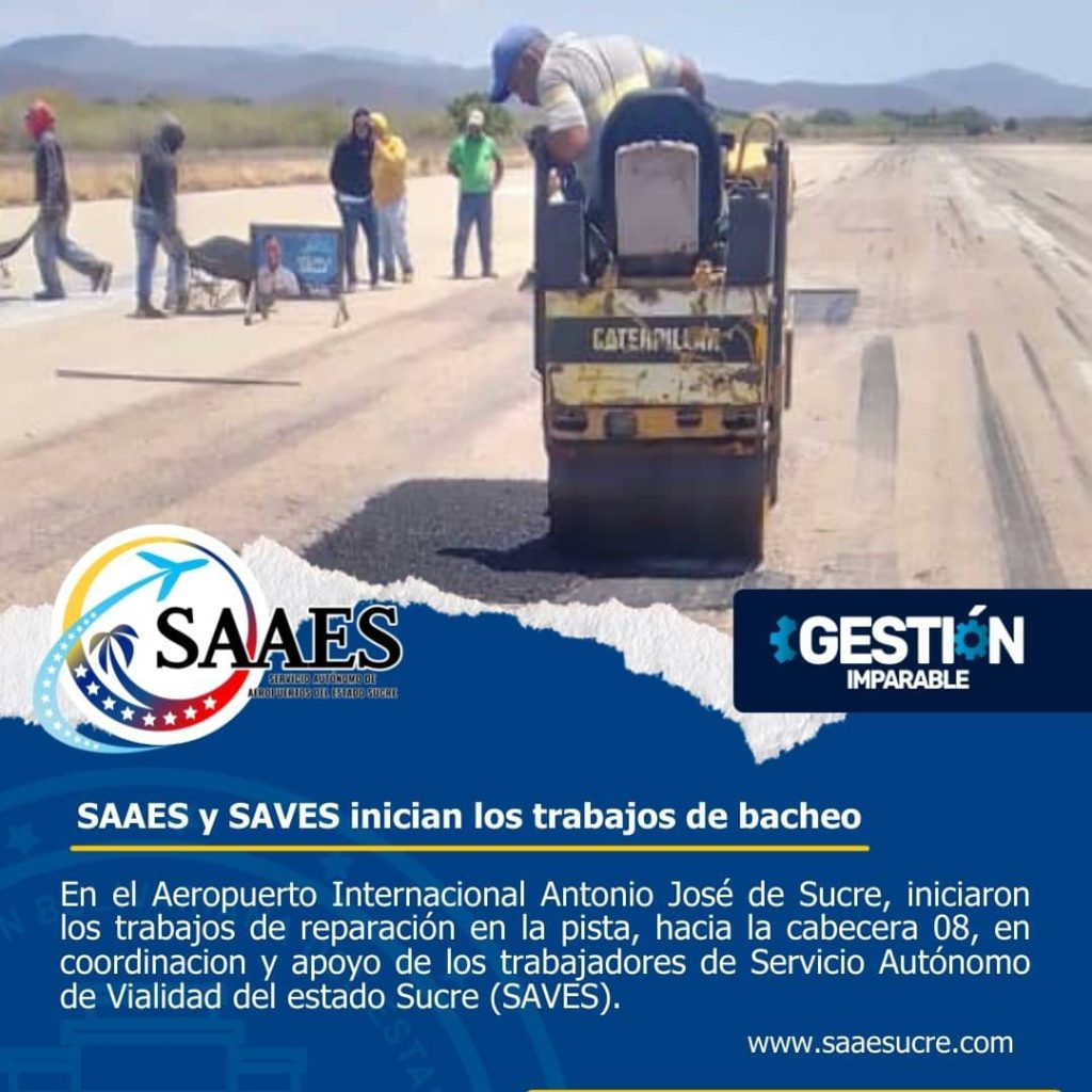 reparación de la pista con bacheo y asfaltado, hacia la cabecera 08