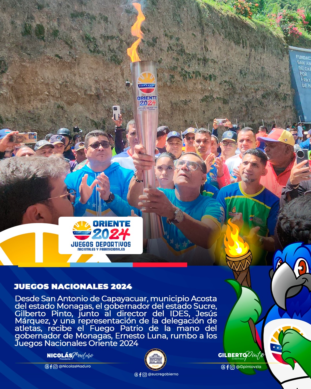 Fuego Patrio de los Juegos Nacionales Oriente 2024⁣ llega a Sucre